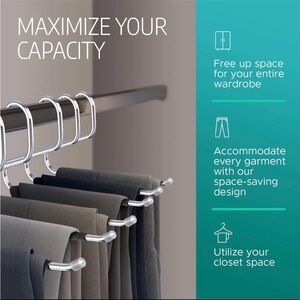 20 Metal Pants Hangers for Men- Pant Hangers Non Slip Open Ended  Hanger